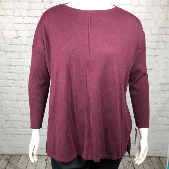 1X 2X Style & Co Berry Colored Tunic Sweater Plus Size - Picture 2 of 5